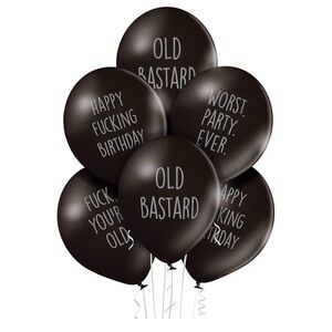 Black funny Party balloons with Bold Text